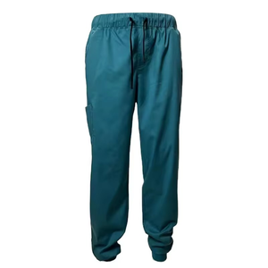 Pantalon de travail médical unisexe, couleur turquoise, polyester tissé, taille élastique avec cordon de serrage, poche, uniforme médical - Product Image 1