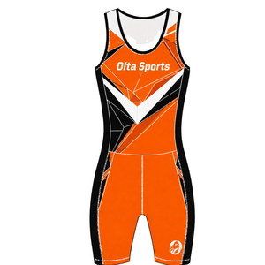 Combinaison de compétition de rowing orange, noire et blanche pour homme, sans manches, uniforme de performance, maillot de course, personnalisable, vente en gros pour équipes - Product Image 1