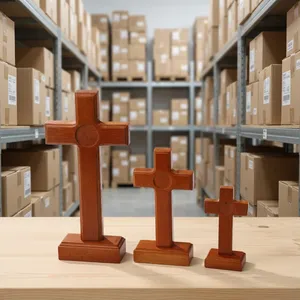 <b>Top</b> quality Red Cross Religious <b>Easter</b> Wooden Craft Wall Decoration Home Decor Religious Tabletop Ornament Christmas Decor Cross - Product Image 2