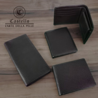 [Nuevo Lanzamiento] Cartera Corta Abierta para Hombre de Cuero Genuino de Primera Calidad Hecha a Mano con Diseño Minimalista Castello Pebble