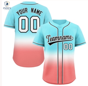 เสื้อเบสบอลสั่งทำ Index Apparel สีน้ำเงินไล่เฉดเขียว พิมพ์ลายแบบ Sublimation สำหรับผู้ใหญ่ แขนสั้น ระบายเหงื่อได้ดี - Product Image 2