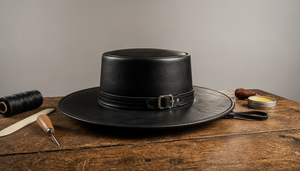 Sombrero de Vaquero de Cuero Negro Personalizado de Primera Calidad, Sombrero Occidental de Ala Ancha con Hebilla - Product Image 3