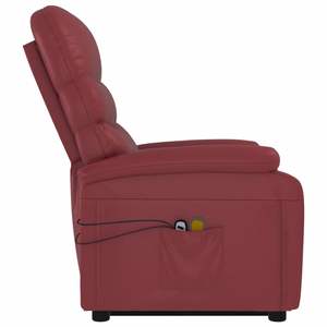 Fauteuil de massage verticale en similicuir rouge bordeaux avec structure en fer et contreplaqué et assise confortable en mousse pour une relaxation optimale - Product Image 5