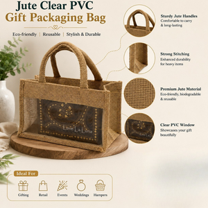 Bolsa de Regalo de PVC Transparente y Yute Premium |   Bolsa de Regalo Transparente Reutilizable para Almacenamiento y Transporte |   Venta al por Mayor de Productos de Calidad OEM Personalizados para Exportación a India - Product Image 5