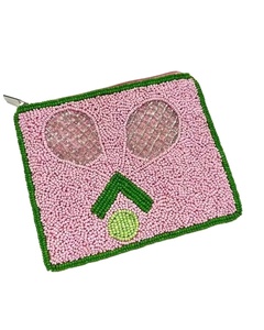 Porte-monnaie camouflage tendance à perles, style rayures orange, broderie main, mini pochette zippée, porte-cartes, sac à monnaie - Product Image 1