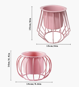 Support de plante moderne en métal rose avec pot décoratif en fil métallique, élégant porte-fleurs pour l'intérieur, l'extérieur, le jardin, le salon - Product Image 3