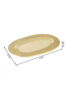 Plateau de service ovale doré, plateau rectangulaire de qualité alimentaire, finition brillante, plateau de cuisine - Product Image 2