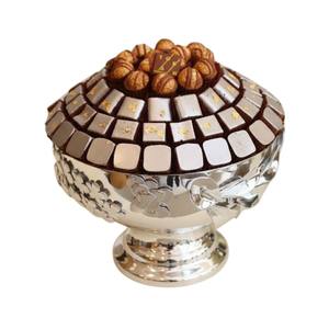 Plateau de service élégant en métal martelé argenté de luxe, idéal pour les fêtes de l'Aïd, du Ramadan et les mariages, au meilleur prix. - Product Image 5