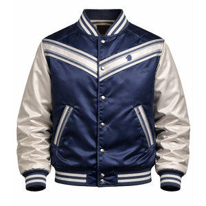 Chaqueta de Invierno Estilo Urbano, Chaqueta Varsity de Satén, Uso Diario Informal, Chaqueta Varsity de Satén - Product Image 1