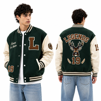 Blouson universitaire en laine avec manches en cuir et patch brodé – Bomber pour équipes et clubs – Échantillon rapide usine – Tenue d'équipe, vêtements de sport, streetwear