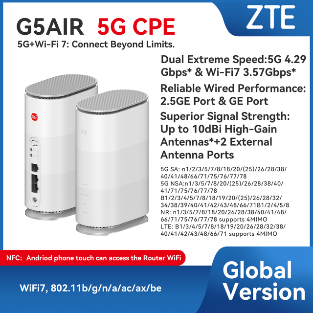 ZTE G5AIR 5G CPE Wi-Fi7 Router
