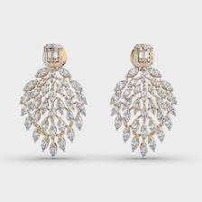 Boucles d'oreilles clous en or 14 carats avec émeraudes et diamants de laboratoire taille marquise 9 carats : Bijoux de mariée floraux - Product Image 1