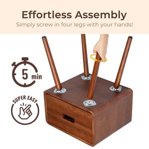 Solid Wood Nightstand with Drawer and Legs for Bedroom Living Room Elegant End Side Table - Product Image 6