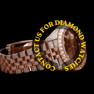 Montre-bracelet pour homme style Hip Hop, entièrement sertie de diamants Moissanite bicolores, cadran rond couleur marron avec bracelet en acier inoxydable - Product Image 3