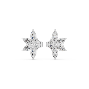 Designer Women <b>Stud</b> <b>Earrings</b> Featuring Marquise Cut Lab Grown Multi Diamonds Solid 14K White Gold GRA Certified Fine Jewelry - Product Image 1