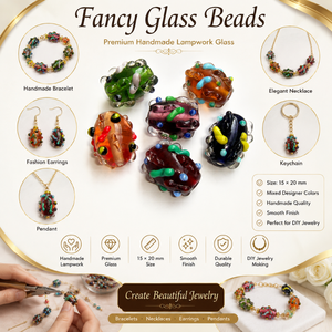 15x20mm Fancy Handmade Lampwork <b>Crystal</b> Glass Oval <b>Beads</b> Mixed Color | Textured Loose <b>Beads</b> DIY Jewelry Making <b>Bracelet</b> Necklace - Product Image 4