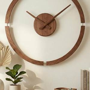 Minimalist Walnut <b>Wall</b> <b>Clock</b>: Scandi Style Wood <b>Decor</b>, Modern Farmhouse Art - Product Image 1
