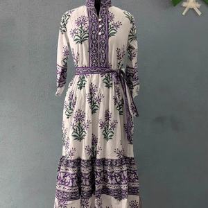 Vestido de Verano de Algodón para Mujer, Estampado Floral en Bloque, Vestido de Lino Transpirable con Botones, Cintura Natural - Product Image 3