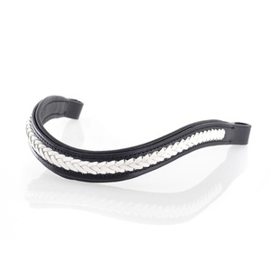 สายรัดคิ้วหนังขี่ม้าพร้อมแผ่นรองนุ่มและดีไซน์ถักสีขาว - Product Image 4