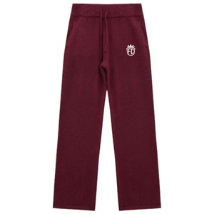 Burgundy Knitted Jogger <b>Pants</b> Unisex Soft Knit Sweatpants Elastic Waist Casual Lounge Streetwear Winter Warm Custom Sizes - Product Image 1