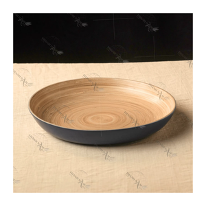 Customized Elegant Eco Bamboo <b>Microwave</b> Safe Deluxe Serving Plate Set Wooden Pattern for Kitchen Restaurant Food Display Home - Product Image 5
