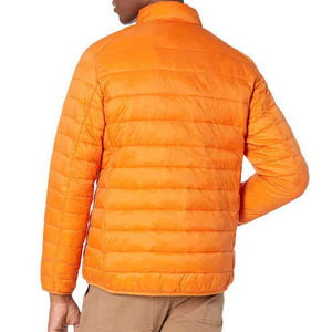 Yellow Color OEM Custom Made High Quality 100% Nylon Zipper Closure Stand Collar Patchwork Men's Puffer <b>Jackets</b> - Product Image 3