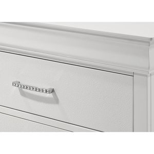 Cassettiera Moderna a 5 Cassetti in Legno Massello con Finitura Bianca Testurizzata e Maniglie Trapuntate in Cristallo per Camera da Letto e Arredamento Casa - Product Image 3