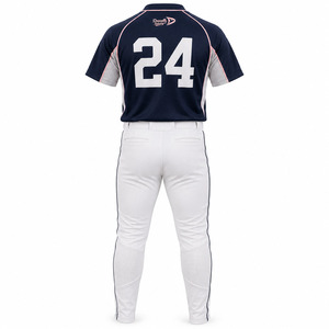 OEM Custom Sublimated Men's Softball Uniform Polyester Micro Mesh Jersey Double-<b>Knee</b> Reinforced White Pants Performance Set - Product Image 3