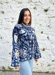 Elegant Suzani <b>Blazer</b> Handcrafted Embroidered Jacket Ethnic Fusion Wear for Modern Women - Product Image 4