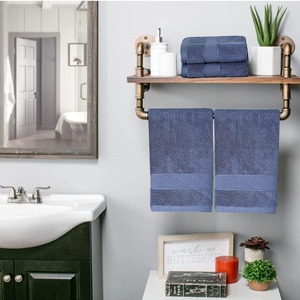 Serviette de bain en coton de couleur unie, rectangulaire, teinte unie, pour usage domestique, bleu - Product Image 3