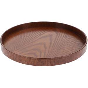 <b>Round</b> Wooden Decor <b>Tray</b> Natural Finish Elegant Display Plate for <b>Table</b> Styling Minimalist Home Accent Centerpiece - Product Image 4
