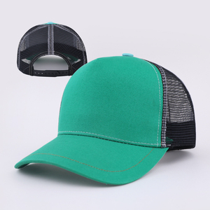 Hot Selling High Quality 5 Panel Green Trucker Cap Hat Design Mesh Trucker Hat Blank Custom Logo Hat - Product Image 4
