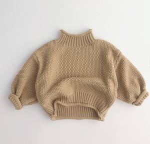 Sudadera Infantil Otoño Invierno, Ropa para Niños y Niñas, Estilo Coreano Retro, Tejida, 100% Algodón, Lona Sólida - Product Image 1