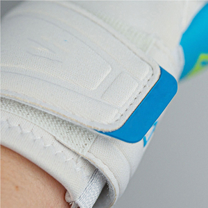 Football Goalkeeper Gloves Full Finger PU Leather Breathable Non-Slip Adjustable Wrist <b>Strap</b> Unisex White Blue - Product Image 6