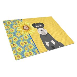 Tabla de cortar de vidrio templado decorativa de girasoles de verano, tabla de servir de cocina de gran tamaño para servir cortar para Schnauzer - Product Image 1