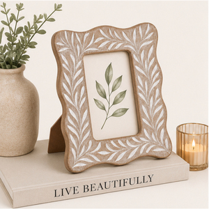 Handcrafted Mango Wood <b>Picture</b> <b>Frame</b> Wholesale <b>Vintage</b> Carved Tabletop Photo <b>Frame</b> Eco-Friendly Distressed Wood Home Decor - Product Image 2