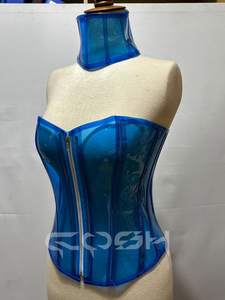 Blue Clear PVC Breathable <b>Corset</b> Transparent See Through Steel Boned <b>Lace</b> up Custom Made - Product Image 4