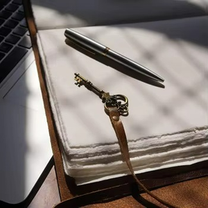 100% Genuine Leather Vintage Gift Journal Notebook <b>Key</b> Lock Wrap Strap Flap Cover Unlined Cotton <b>Blank</b> White Pages Personal - Product Image 5