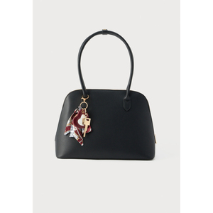 Women Real Leather Handbag <b>Black</b> Elegant Structured Shoulder <b>Bag</b> Luxury <b>Top</b> <b>Handle</b> Purse with Charm - Product Image 5
