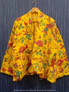 Wholesaler Manufacturer 100% Cotton Bath Robe Beach Kimono Dressing Gown <b>Cardigan</b> Floral Butterfly Winter Dress V-neck - Product Image 6