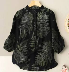 Camisa Casual Musulmana para Mujer, Manga Corta, Lisa, con Botones y Bordado, Primavera-Verano, Ecológica, con Logotipo Frontal - Product Image 3