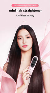 Cepillo Alisador de Cabello Inalámbrico Rosa con Pantalla Digital de Temperatura - Product Image 4