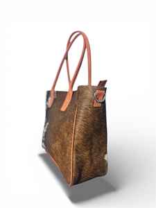 Sac fourre-tout vintage en cuir véritable de vachette à poils, couleur unie, avec fermeture éclair et broderie, sac à bandoulière pour femme LHTB-0074 - Product Image 2