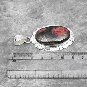 Colgante de Rodonita de plata de ley 925 hecho a mano, joyería fina Vintage para San Valentín, piedras preciosas naturales con tacto de lujo - Product Image 5