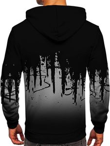 Sudadera con Capucha Negra para Hombre, Estampado Dripping, Corte Regular, Informal, Tejida, con Logotipo en la Espalda - Product Image 4