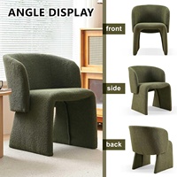 Chaise d'appoint de style moderne verte en fausse fourrure Fauteuils rembourrés de salle à manger tonneau pour la cuisine et le salon