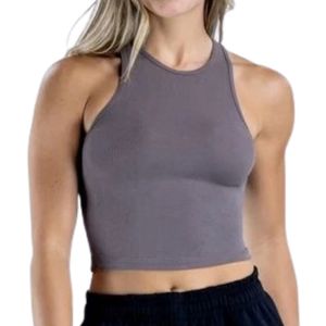 Camiseta sin mangas gris carbón para mujer, personalizada, ajustada, para entrenamiento, gimnasio, yoga, ropa deportiva elástica, informal, para fitness - Product Image 2
