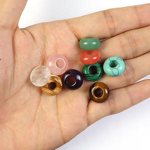 Vente en gros de pierres précieuses AAMNA GEMS, diopside naturel blanc et noir, coupe ovale, pierre de paume, perles à grand trou pour la fabrication de bijoux - Product Image 2
