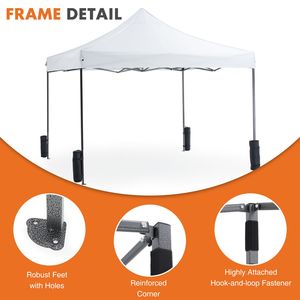Tenda a baldacchino portatile 10X10 piedi con ombra esterna istantanea per feste campeggio e spiaggia bianca - Product Image 2