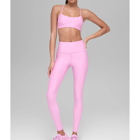 Nouvel ensemble 3 pièces pour femme : soutien-gorge de sport, leggings respirants en Spandex/Nylon, taille haute, pour yoga, fitness, course à pied, dos nu, col rond, personnalisable